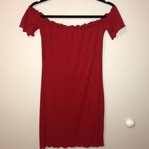 Off the shoulders red dress